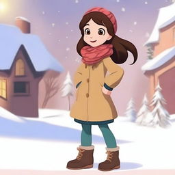 Full-length image of a young cartoon girl standing in a side pose