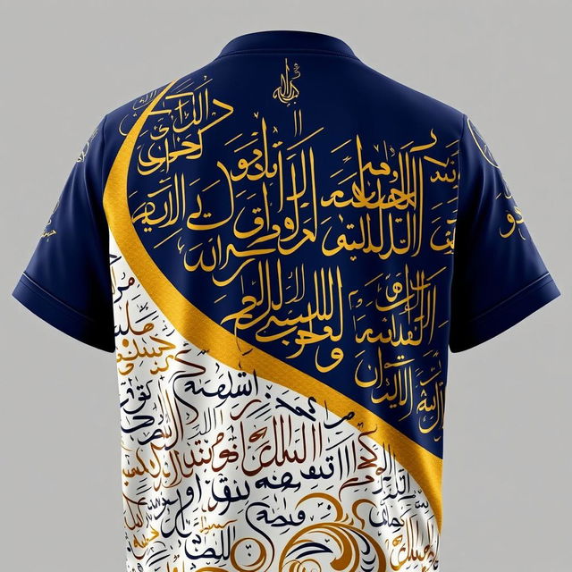 A beautifully designed jersey featuring intricate Arabic calligraphy