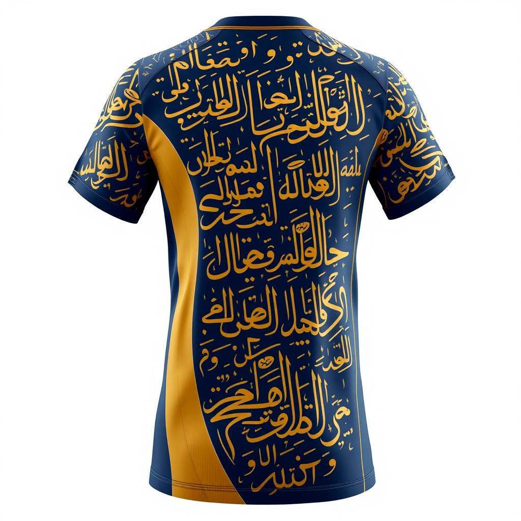 A beautifully designed jersey featuring intricate Arabic calligraphy