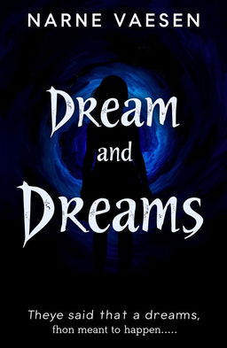 A silhouette of a girl standing with her back turned, surrounded by a dark swirling vortex composed of deep blues, purples, and blacks