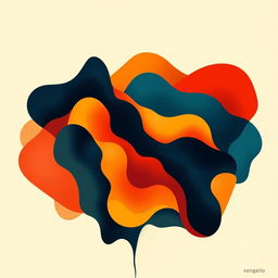 An artistic representation of 'geografía del grito' in an abstract style, featuring fluid shapes and a vibrant color palette