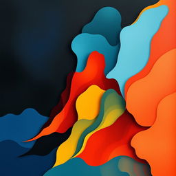An artistic representation of 'geografía del grito' in an abstract style, featuring fluid shapes and a vibrant color palette