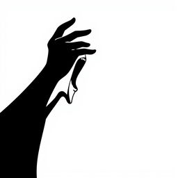 A minimalist representation of 'El Grito' in black and white, focusing on stark contrasts and simple forms