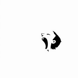 A minimalist representation of 'El Grito' in black and white, focusing on stark contrasts and simple forms