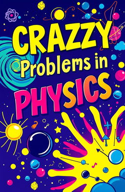 A vivid and eye-catching book cover for 'CRAZY Problems in PHYSICS'