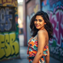 A 35-year-old Latina woman with dark hair, radiant skin, and attractive features