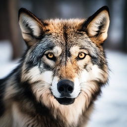 A dramatic close-up of an angered wolf, teeth bared and eyes ablaze, embodying raw wilderness and primal power, as if taken on a professional wildlife photoshoot