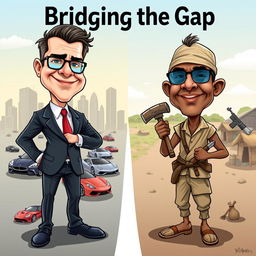 A stylized caricature poster illustrating the disparity between the Global North and the Global South