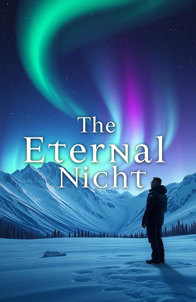 The Eternal Night title designed with elegant typography, set against a fantasy-like Nordic winter landscape