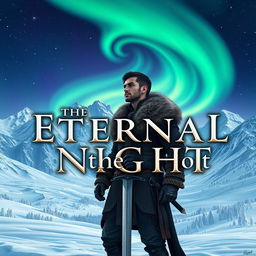 The Eternal Night title designed with elegant typography, set against a fantasy-like Nordic winter landscape