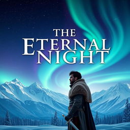 The Eternal Night title designed with elegant typography, set against a fantasy-like Nordic winter landscape