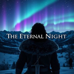 The Eternal Night title elegantly displayed, set in a fantasy-like Nordic winter landscape at night