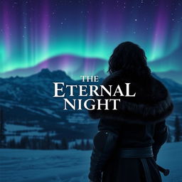 The Eternal Night title elegantly displayed, set in a fantasy-like Nordic winter landscape at night