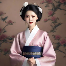 A hyperrealistic image capturing the elegance of a beautiful Korean girl, dressed in graceful 'syar'i' attire, her poised demeanor encapsulated in a professional photoshoot