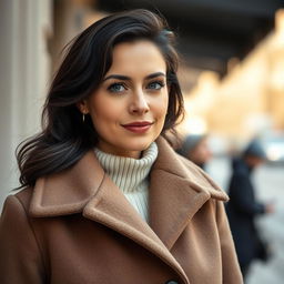 A 32-year-old European woman with natural beauty and no makeup, exuding a sense of confidence and grace