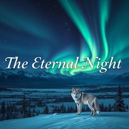 A beautifully styled title reading "The Eternal Night" presented elegantly over a fantasy winter night scene