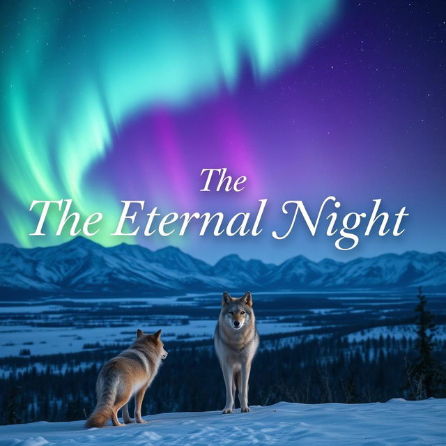 A beautifully styled title reading "The Eternal Night" presented elegantly over a fantasy winter night scene