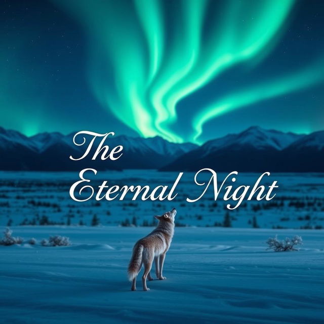 An elegantly styled title reading "The Eternal Night" set against a breathtaking Nordic winter night scene