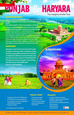 A vibrant tour brochure design featuring the cultural richness of Punjab and Haryana