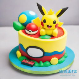 A vibrant Pokemon-themed birthday cake, the crown garnished with the likes of Pikachu and Bulbasaur playfully prancing around a sugary Poké Ball