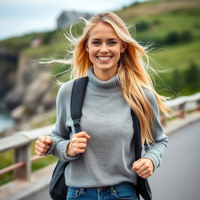 A 35-year-old woman embodying the ideal of beauty and style for a man from Denmark