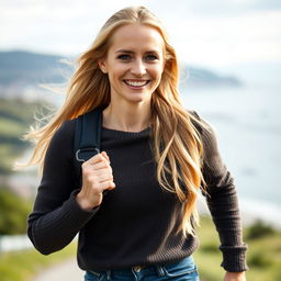 A 35-year-old woman embodying the ideal of beauty and style for a man from Denmark
