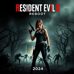 A thrilling movie poster for a fictional film titled 'Resident Evil 8: Reboot