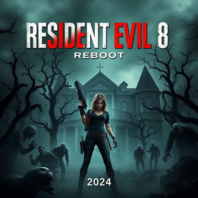 A thrilling movie poster for a fictional film titled 'Resident Evil 8: Reboot