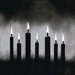 Create a dark and ominous thumbnail featuring black candles.