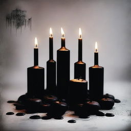 Create a dark and ominous thumbnail featuring black candles.