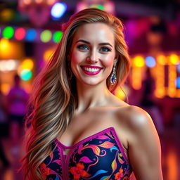 A portrait of a beautiful Danish woman named Rebekah, 32 years old, with a joyful smile
