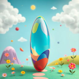 A surreal and artistic representation of a penis, creatively depicted with vibrant colors and abstract shapes that blend into an imaginative landscape