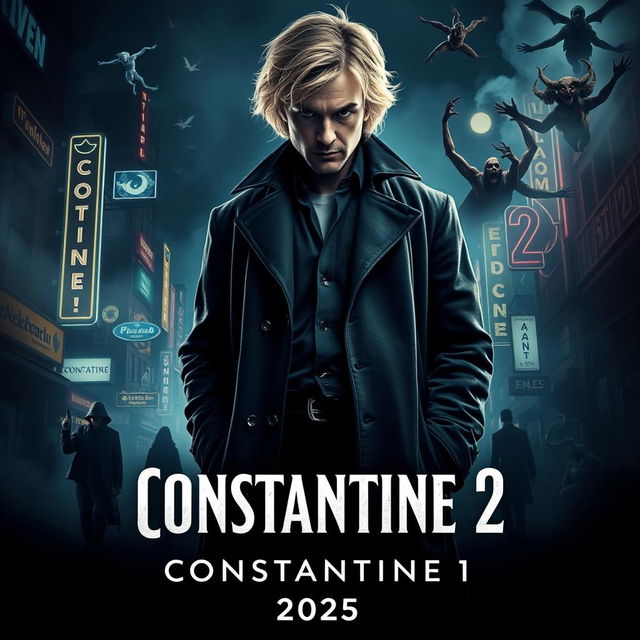 A striking movie poster for 'Constantine 2' set to release in 2025