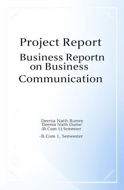 A professional and visually appealing cover page for a project report on Business Communication