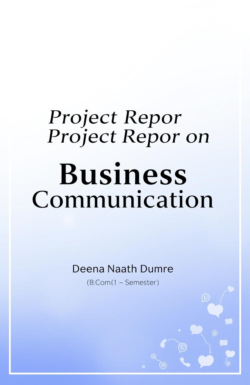 A professional and visually appealing cover page for a project report on Business Communication