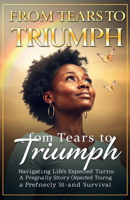 A powerful book cover that embodies resilience and strength, featuring a strong, confident Black woman looking upward with a determined expression