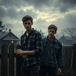 A moody small town setting, with mysterious undertones, featuring two young men in a poignant moment of connection