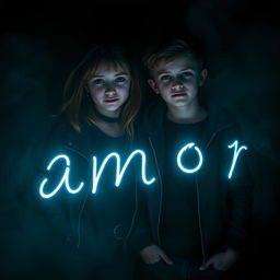 A photograph depicting a charming but slightly mischievous teenage girl and boy, both exuding an appealing yet sinister aura