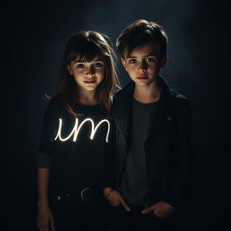 A photograph depicting a charming but slightly mischievous teenage girl and boy, both exuding an appealing yet sinister aura