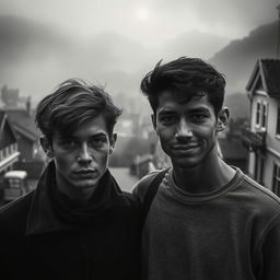 In a small, picturesque town captured in black and white, two young men from different backgrounds form an unexpected romantic connection amidst an air of mystery