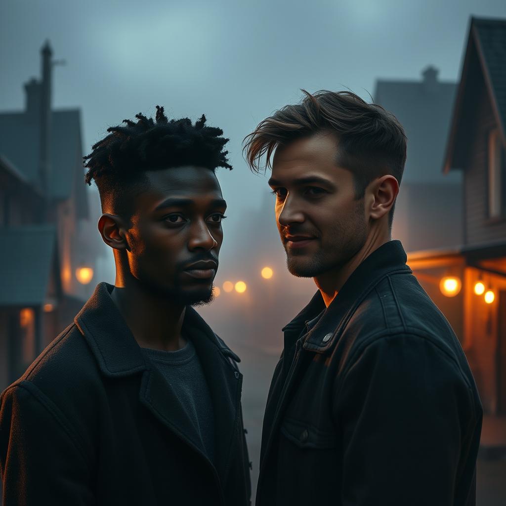 In a small, atmospheric town enveloped in a moody twilight ambiance, an interracial romance blossoms between a black man and a white man