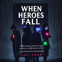 A dark and gloomy book cover for the story titled 'When Heroes Fall'