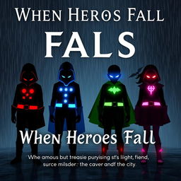A dark and gloomy book cover for the story titled 'When Heroes Fall'