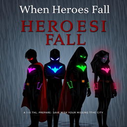 A dark and gloomy book cover for the story titled 'When Heroes Fall'