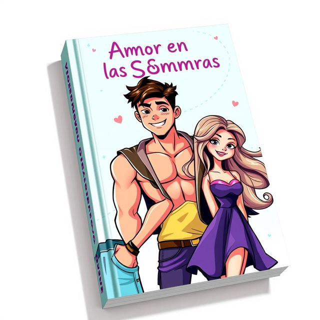 A vibrant and colorful book cover featuring an attractive, muscular teenage boy with a charismatic smile, showcasing his toned physique in a trendy outfit