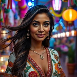 A 35-year-old Latina woman with beautiful features showcasing her cultural background