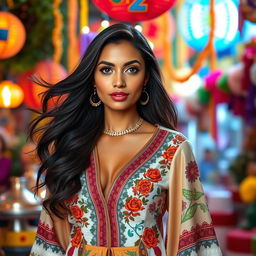 A 35-year-old Latina woman with beautiful features showcasing her cultural background