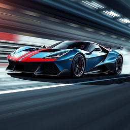A modern and sleek design for a Brazilian sports car model, specifically the Miura X8, featuring a low profile, aerodynamic body shape with sharp angles and a streamlined silhouette