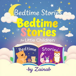 A whimsical cover design for an ebook titled 'Bedtime Stories for Little Children' by Zainab
