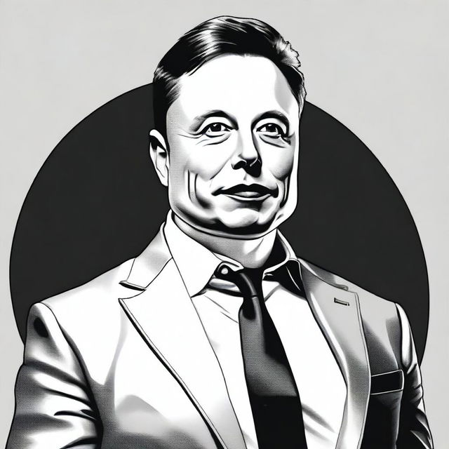 A high-quality, detailed portrait of Elon Musk, CEO of SpaceX and Tesla, in a confident business stance.